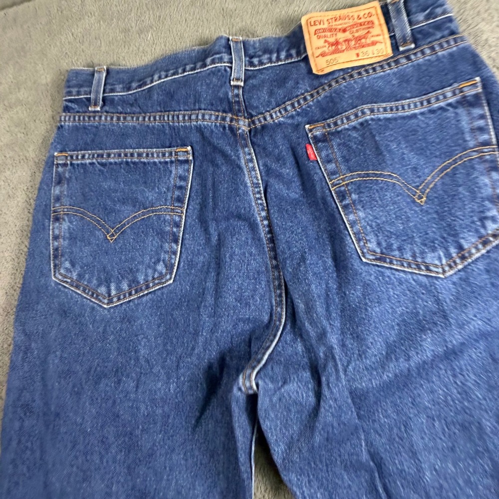 Levis 505 Regular Fit Straight Leg Blue Denim Jeans Mens 36x30 Medium Wash